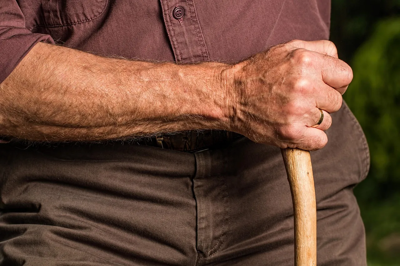 Hand, walking stick, arm — illustrating Plasma Dilution and Young Blood: A Skeptic's Look