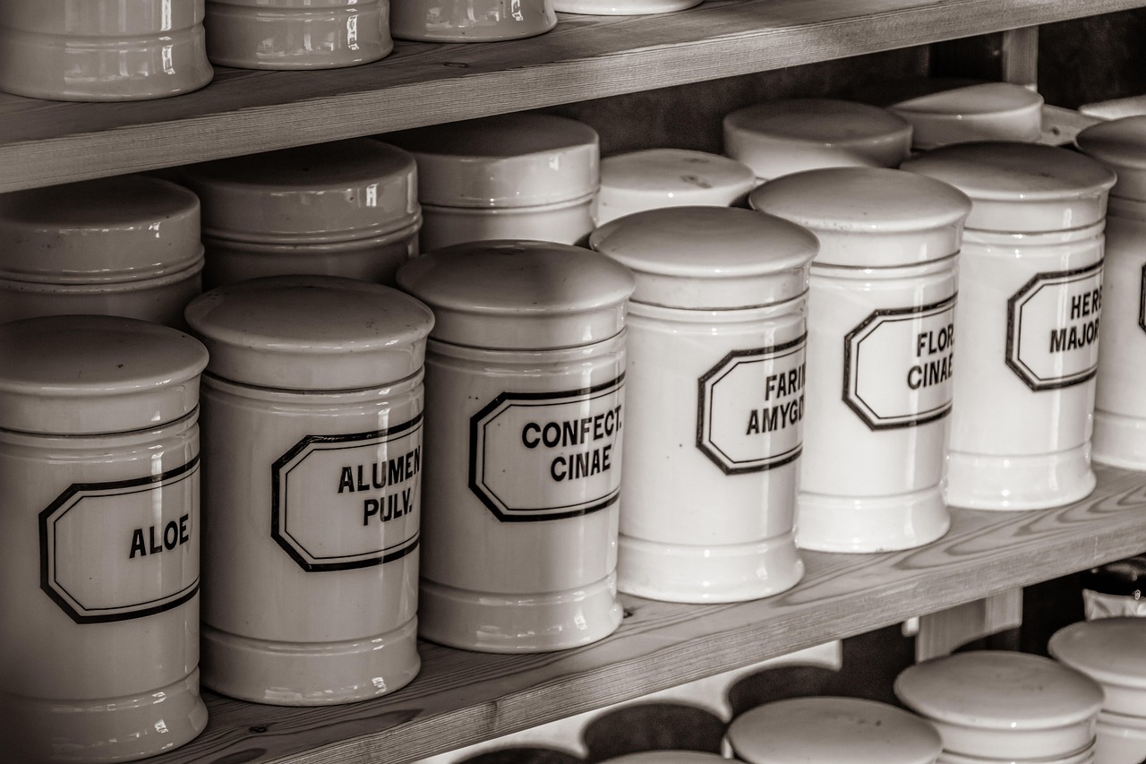Pharmacy, old, bottles — illustrating The Real Risks of Sourcing Peptides Online